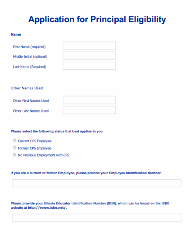 sample application for principal eligibility template