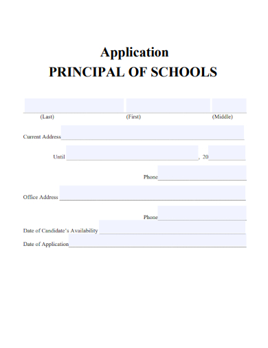 sample application for principal of school template