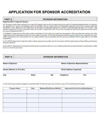 sample application for sponsor accreditation template
