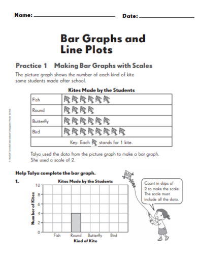 sample bar graphs and line plots template