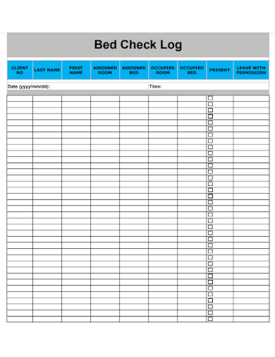 sample bed check log form template