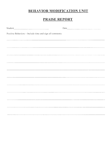 sample behavior modification unit praise report template