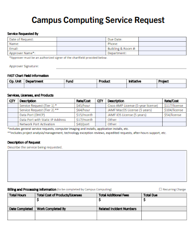 sample campus computing service request template