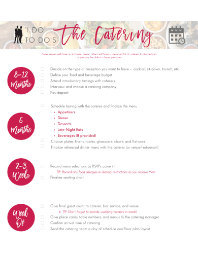 sample catering checklist printable template
