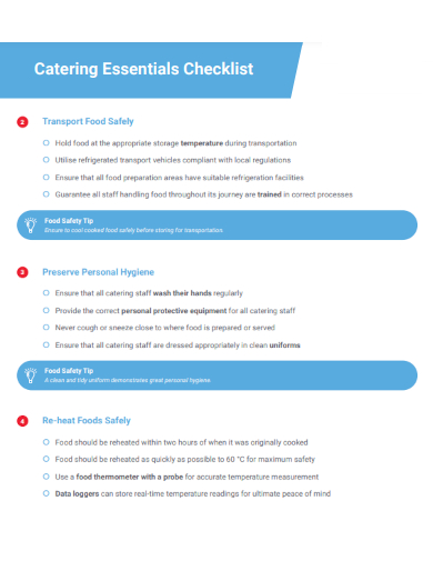 sample catering essentials checklist template