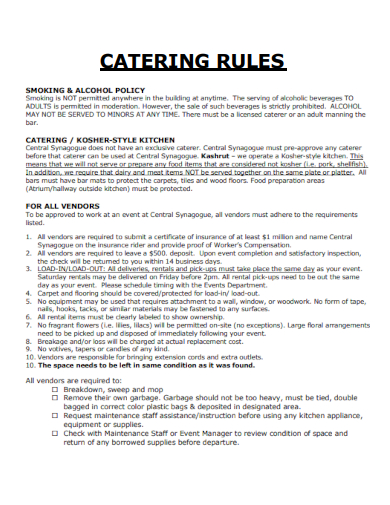 sample catering rules checklist template