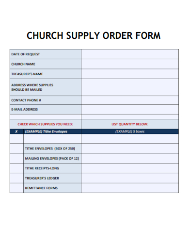 sample church supply order form template