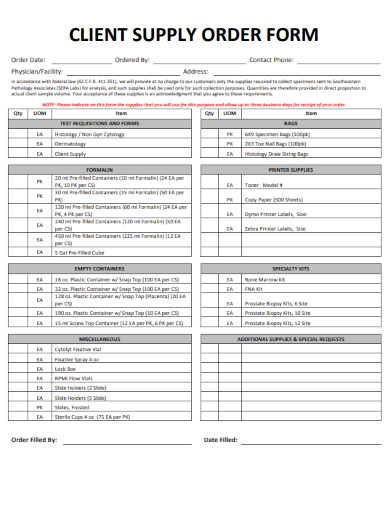 sample client supply order form template