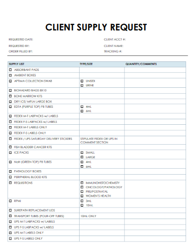 sample client supply request template