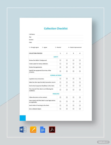sample collection checklist template