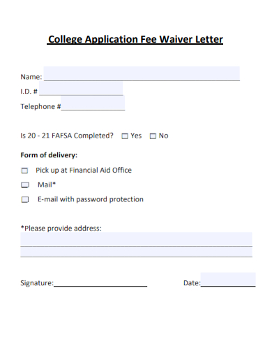 sample college application fee waiver letter template