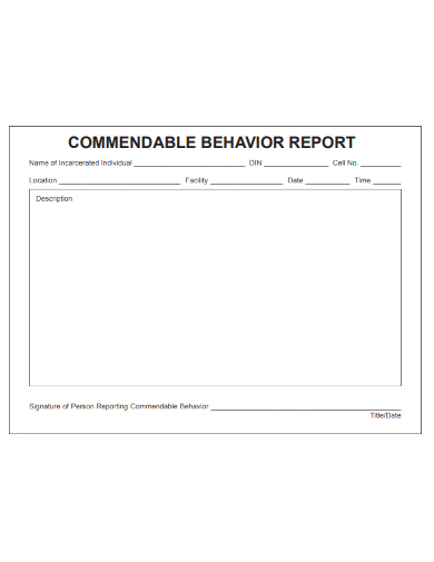 sample commendable behavior report template