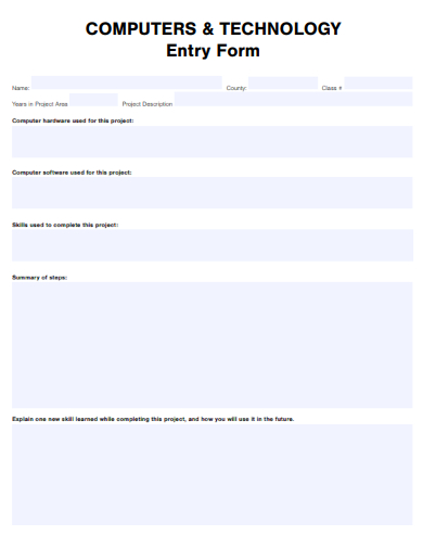 sample computer technology entry form template