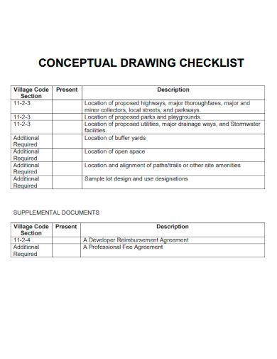 sample conceptual drawing checklist template