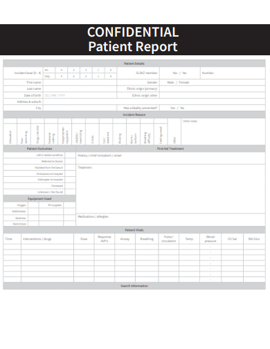 sample confidential patient report template