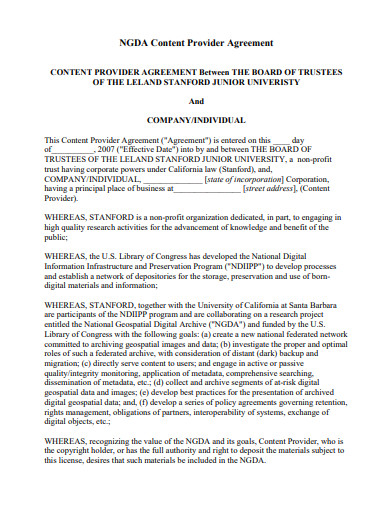 sample content provider agreement template