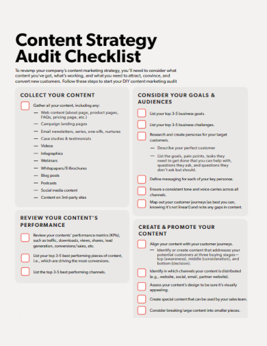 sample content strategy audit checklist template