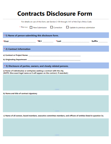 sample contracts disclosure form template