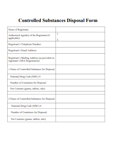 sample controlled substances disposal form template