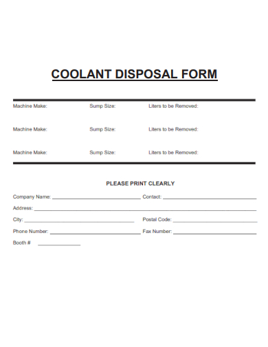 sample coolant disposal form template