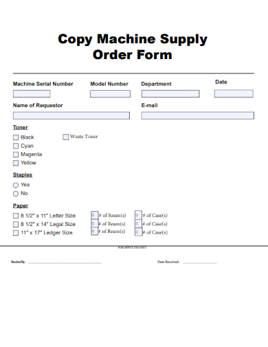 sample copy machine supply order form template