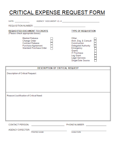 sample critical expense request form template