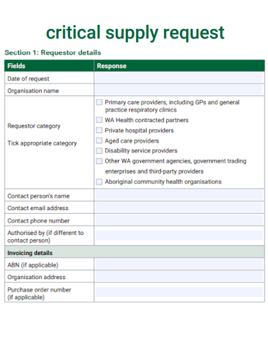 sample critical supply request template