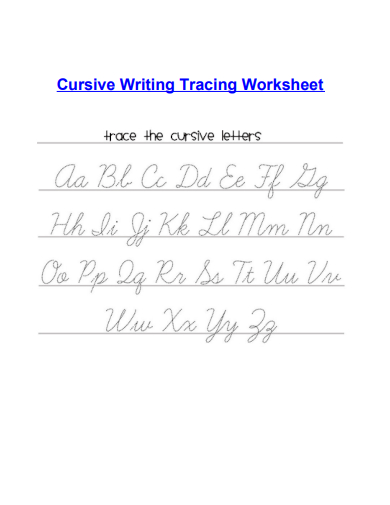 sample cursive writing tracing worksheet template