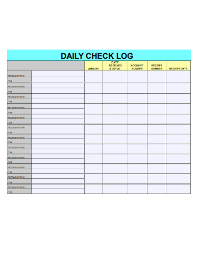 sample daily check log form template