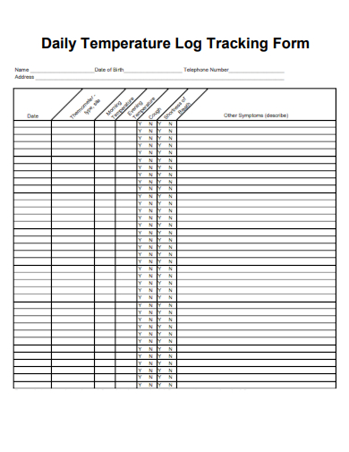 sample daily temperature log tracking form template