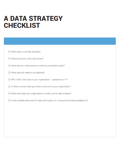 sample data strategy checklist template