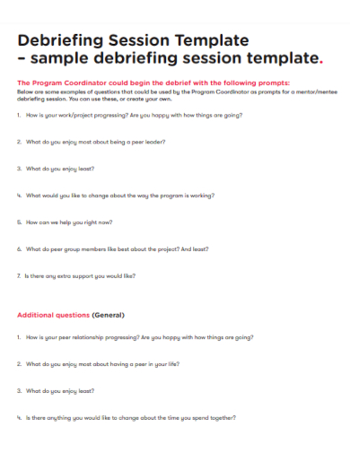 sample debriefing session template