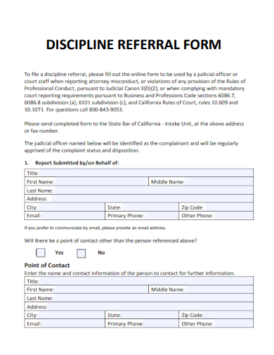 sample discipline referral form template