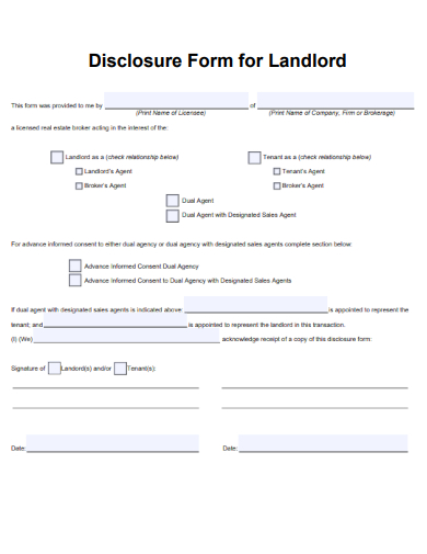 sample disclosure form for landlord template