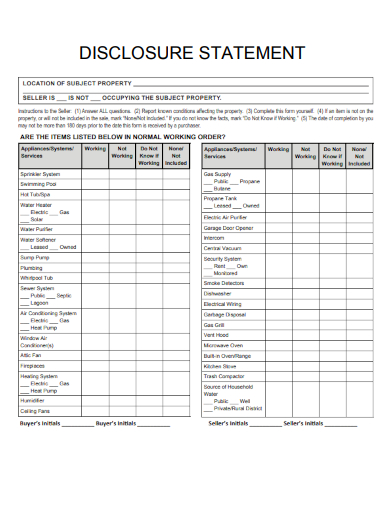 sample disclosure statement form template