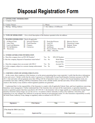 sample disposal registration form template