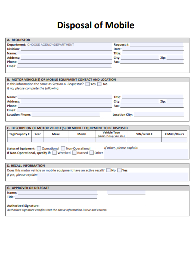 sample disposal of mobile form template