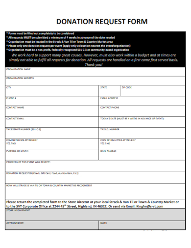 sample donation request form template