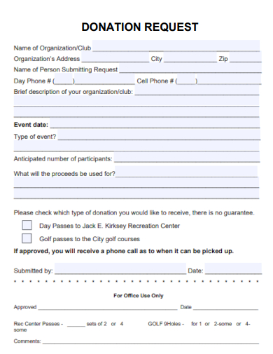 sample donation request format template