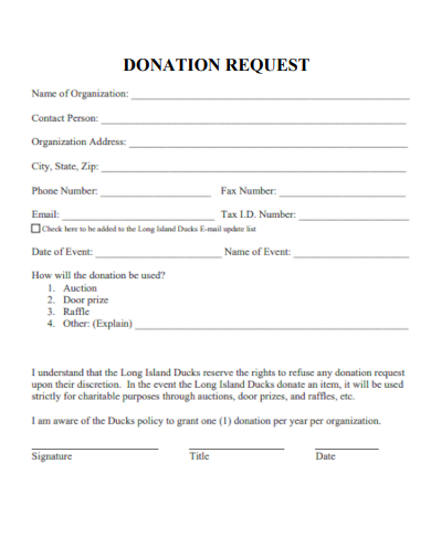 sample donation request general template