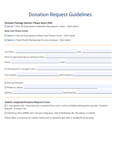 sample donation request guidelines template