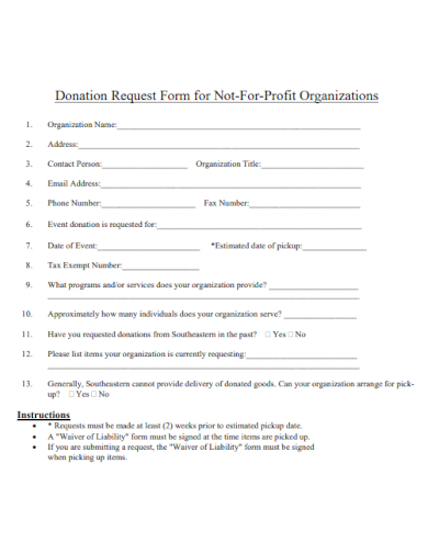 sample donation request not for profit organizations template
