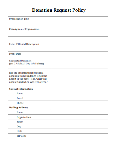 sample donation request policy template