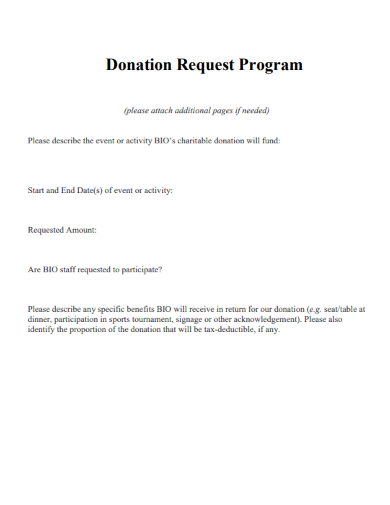 sample donation request program template
