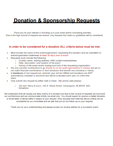 sample donation sponsorship requests template