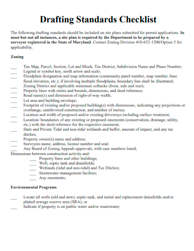sample drafting standards checklist template