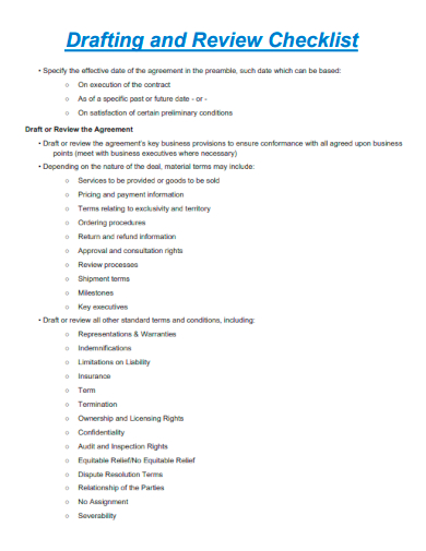 sample drafting and review checklist template