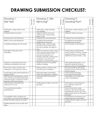 sample drawing submission checklist template