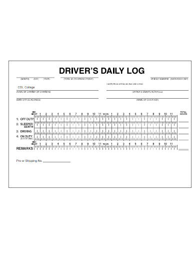 sample drivers daily log form templates