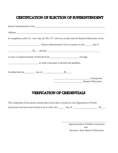 sample election of superintendent form template